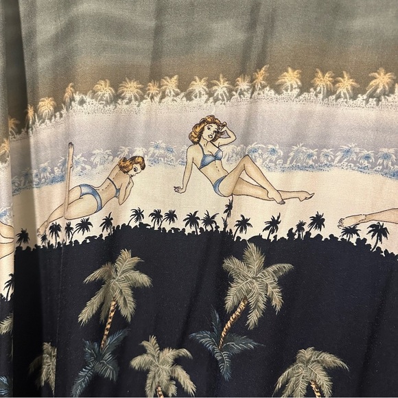 Campia Moda Hawaiian Shirt Mens 3XL Short Sleeve Button Up Shirt Pin Up Girls - Picture 6 of 9